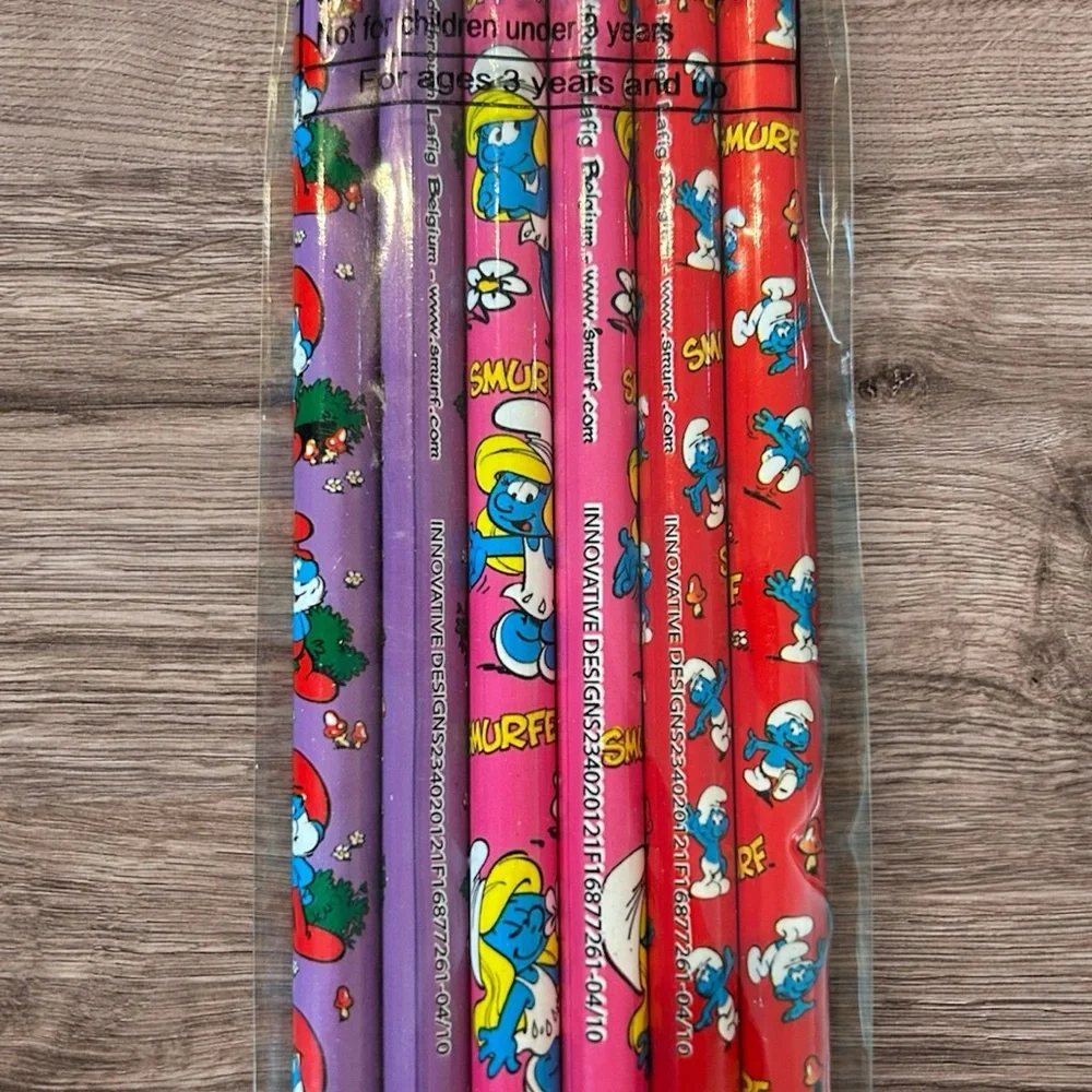 New Pencils vintage The Smurfs 6 pack pencils No.2 real wood Innovative Designs